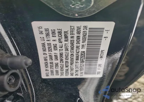 2015 Honda Civic Ex z USA, uszkodzony, nr VIN 19XFB2F86FE252834